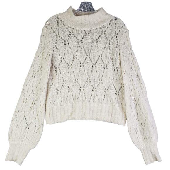 Reformation Sweater Alpaca Wool Jessica Pointelle Lacy Knit Ivory Size Small - Picture 3 of 11